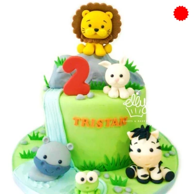 2nd birthday animal cake
