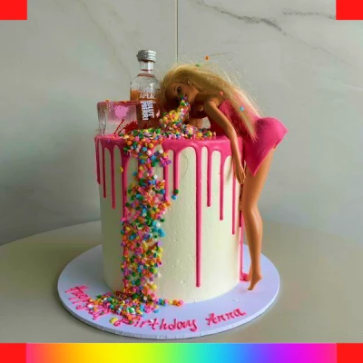 Barbie drunk cake