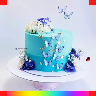 Butterflies blue cake