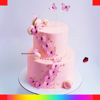 Butterflies pink cake