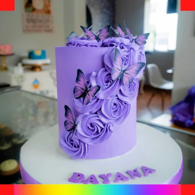 Butterflies purple cake