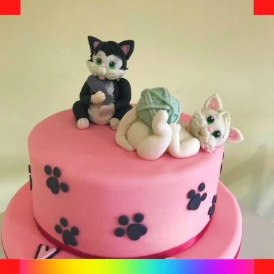 Cats fondant cake