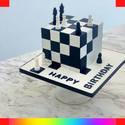 Chess fondant cake