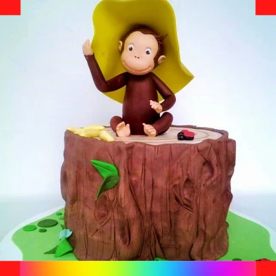 Curious George with hat  cake