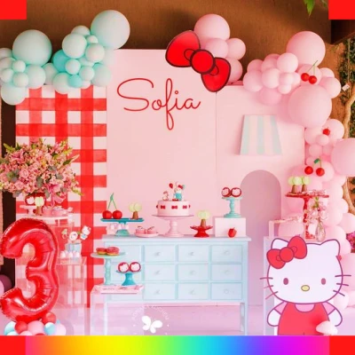 Decoración de Hello Kitty con globos