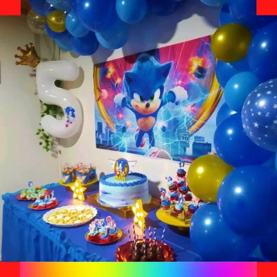 Decoración de Sonic con globos