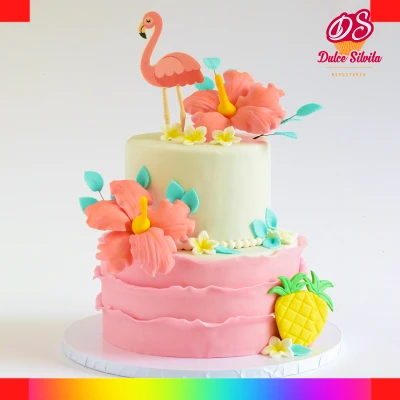 Flamingo buttercream cake