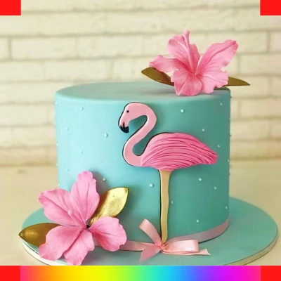 Flamingo fondant cake