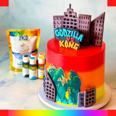 Godzilla buttercream cake