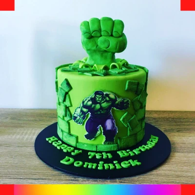 Hulk smash cake