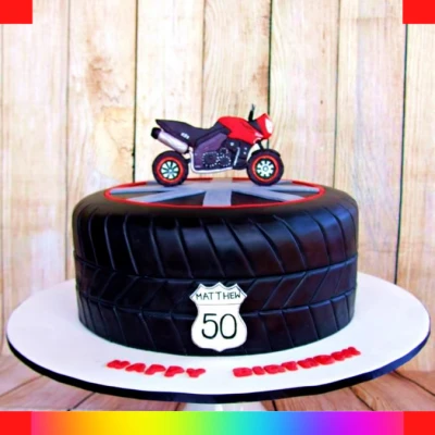 Motorcycle fondant cake