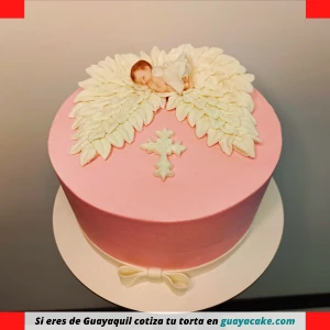 Torta de Bautizo con angelitos