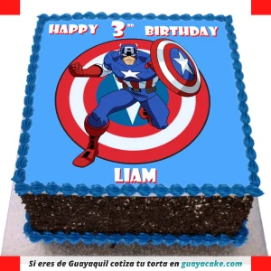 Pastel Capitán América cuadrado