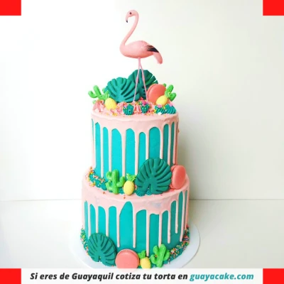 Torta de Flamingo de dos pisos