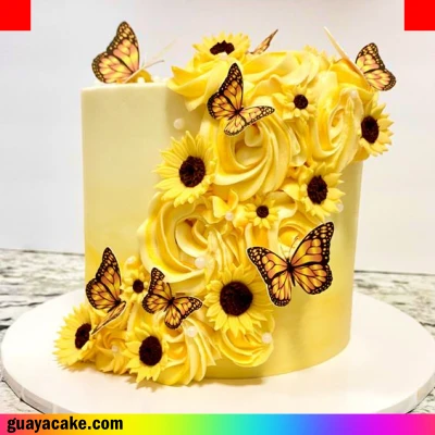 Torta de Girasoles y mariposas