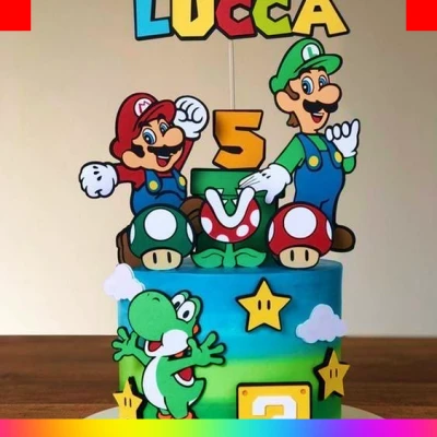 Torta de Mario Bros con topper