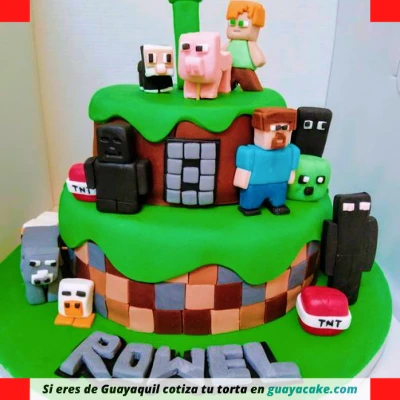 Torta de Minecraft de dos pisos