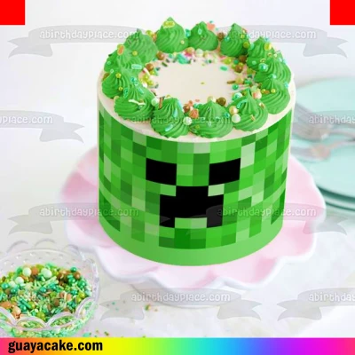 Torta de Minecraft con lamina comestible
