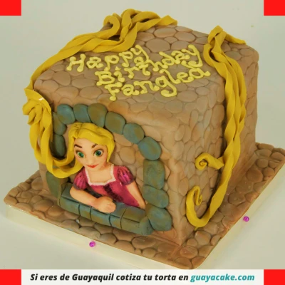 Torta de Rapunzel cuadrada