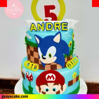 Torta de Sonic y Mario Bros
