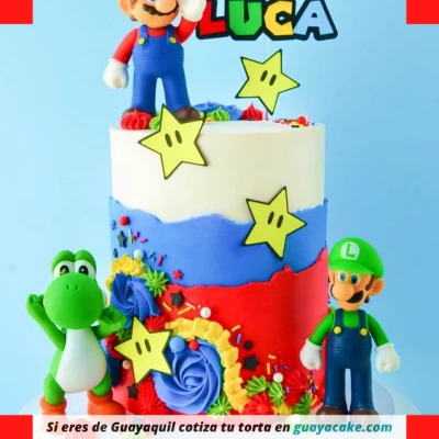 Pastel de Mario Bros en crema