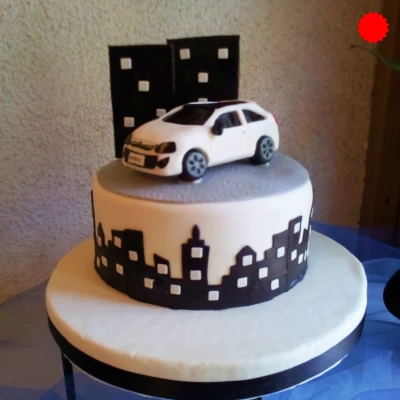 car-themed birthday cake